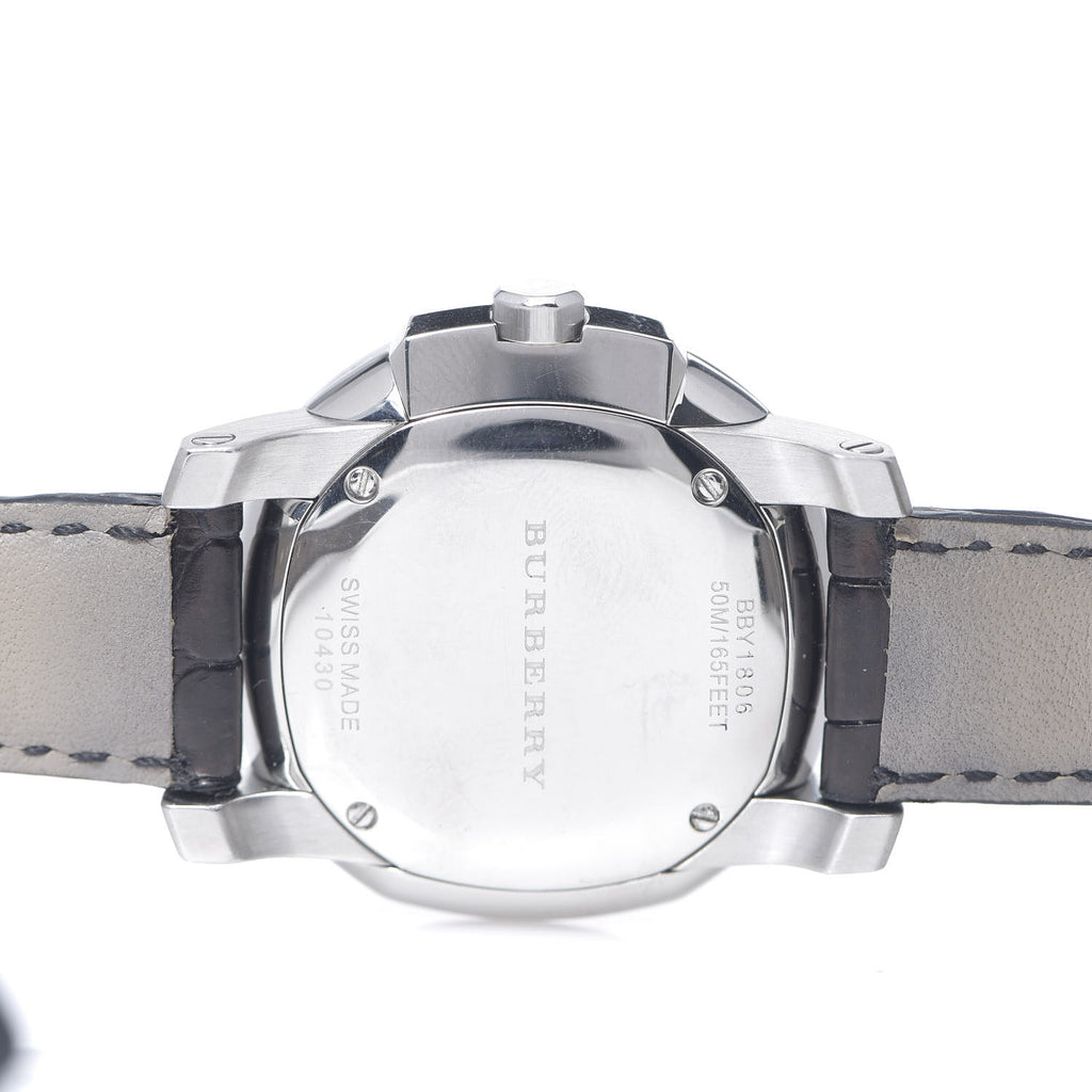 Burberry The Britain Diamonds White Dial Black Leather Strap Watch for Women - BBY1806 Secundaire afbeelding