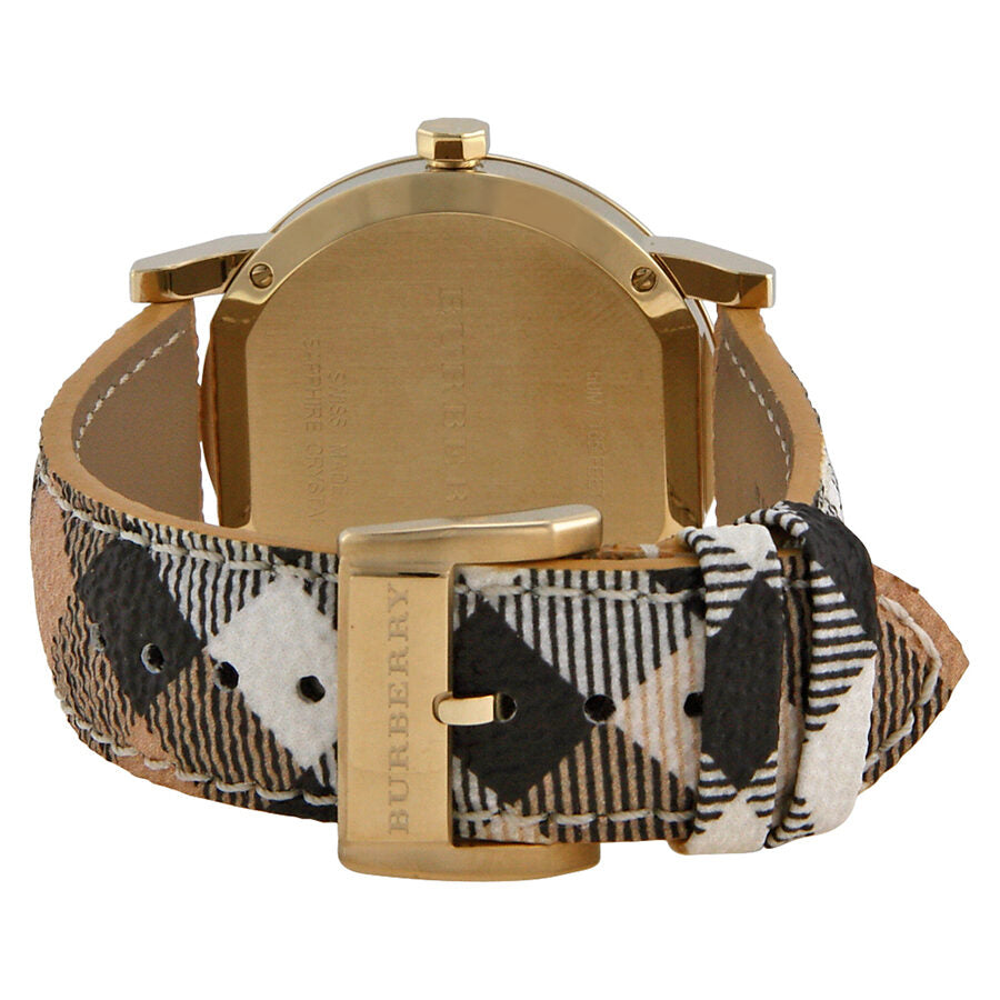 Burberry The City Champagne Dial Haymarket Check Strap Unisex Watch BU9026