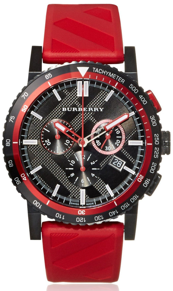 Burberry The City Chronograph Black Dial Red Rubber Strap Watch For Men - BU9805 Main image