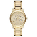 Burberry The City Chronograph Function Gold Dial Gold Stainless Steel Unisex Watch BUR9753