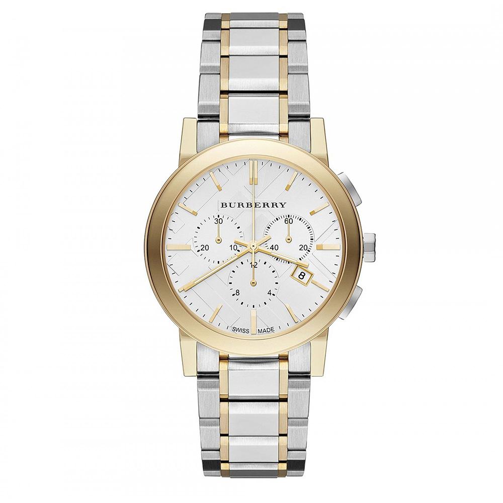 Burberry The City Two-Tone Chronograph Silver Dial Silver & Rose Gold Steel Unisex Watch BU9751