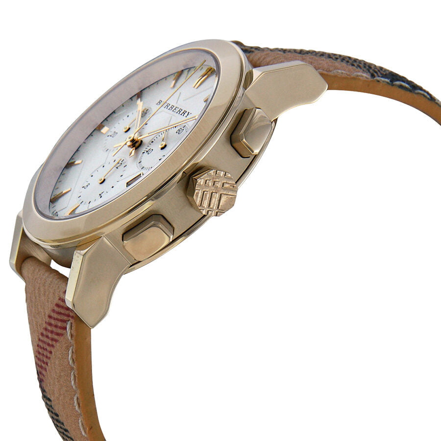 Burberry The City Chronograph White Dial Haymarket Check Unisex Watch BU9752