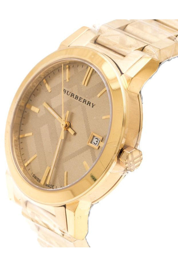 Burberry The City gegraveerd geruit herenhorloge in goudkleur BU9038 Secundaire afbeelding