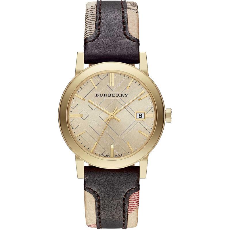Burberry The City Gold Tone Leather Strap Gold Dial Men's Watch BU9032 Main image