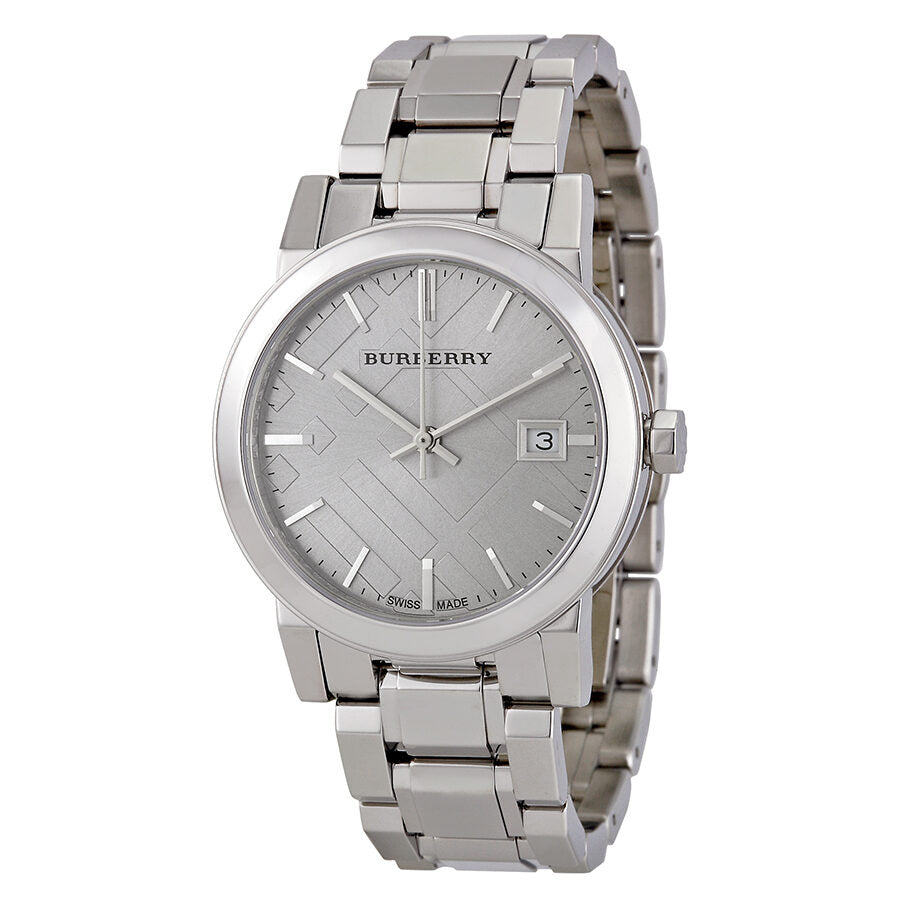 Burberry The City Embossed Sunray Grey Dial Silver Stainless Steel Women's Watch Watch BU9143 Hoofdafbeelding
