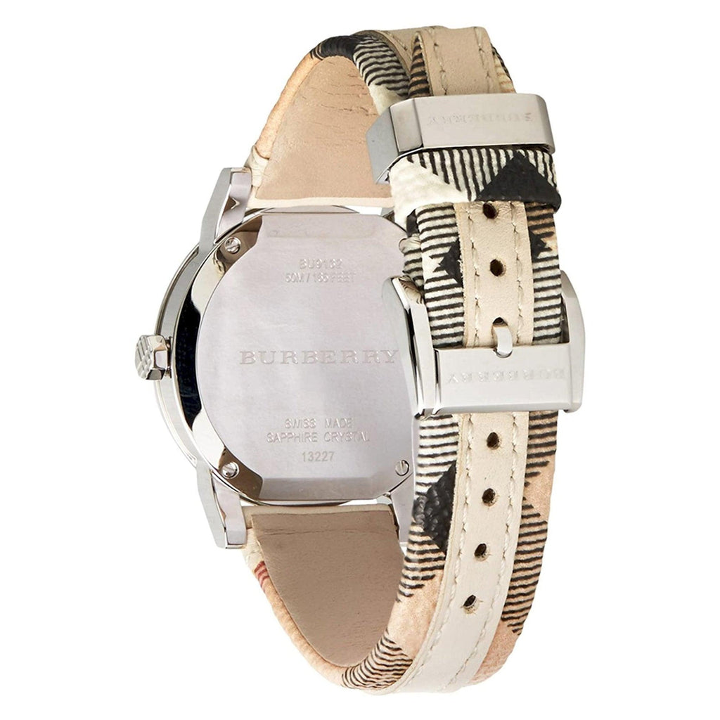 Burberry The City Haymarket White Leather Women's Watch BU9132