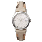 Burberry The City Haymarket White Leather Women's Watch BU9132