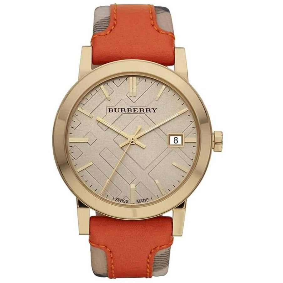 Burberry The City dameshorloge met oranje leren bandje BU9016 Hoofdafbeelding
