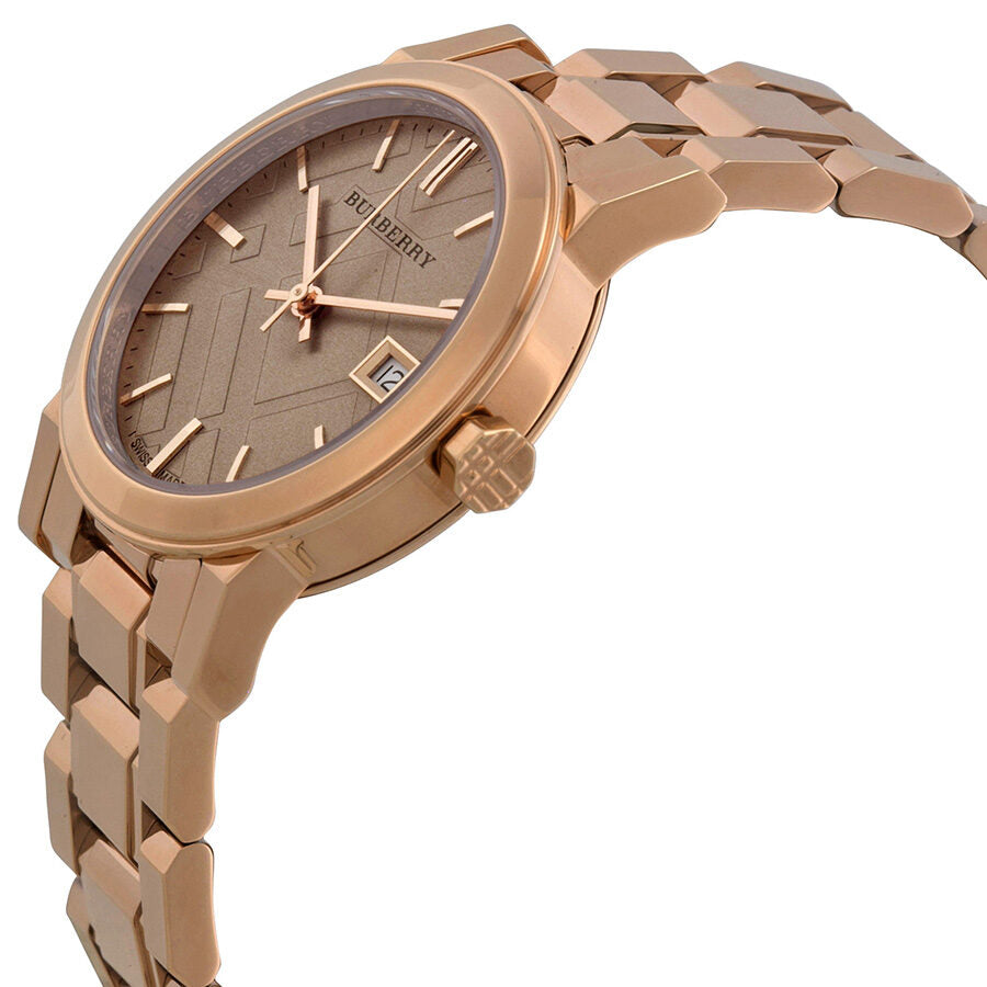 Burberry The City Rose Check Stamped Dial Rose Gold Stainless Steel Women's BU9135