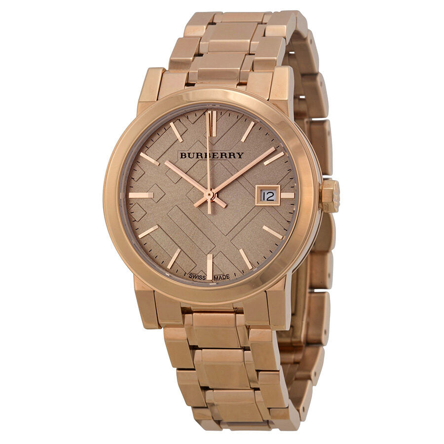 Burberry The City Rose Check Stamped Dial Rose Gold Stainless Steel Women's BU9135
