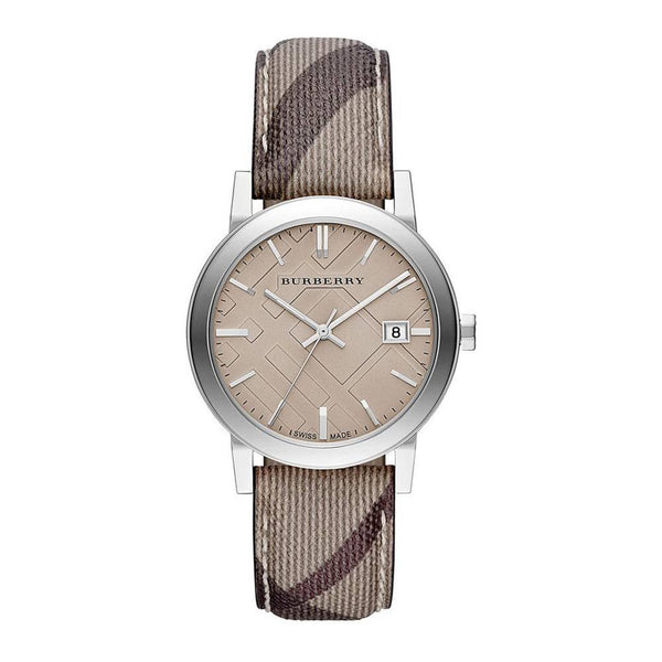 Burberry The City Smoke Check Strap Grey Dial Silver Steel & Fabric Women's Watch Watch BU9118