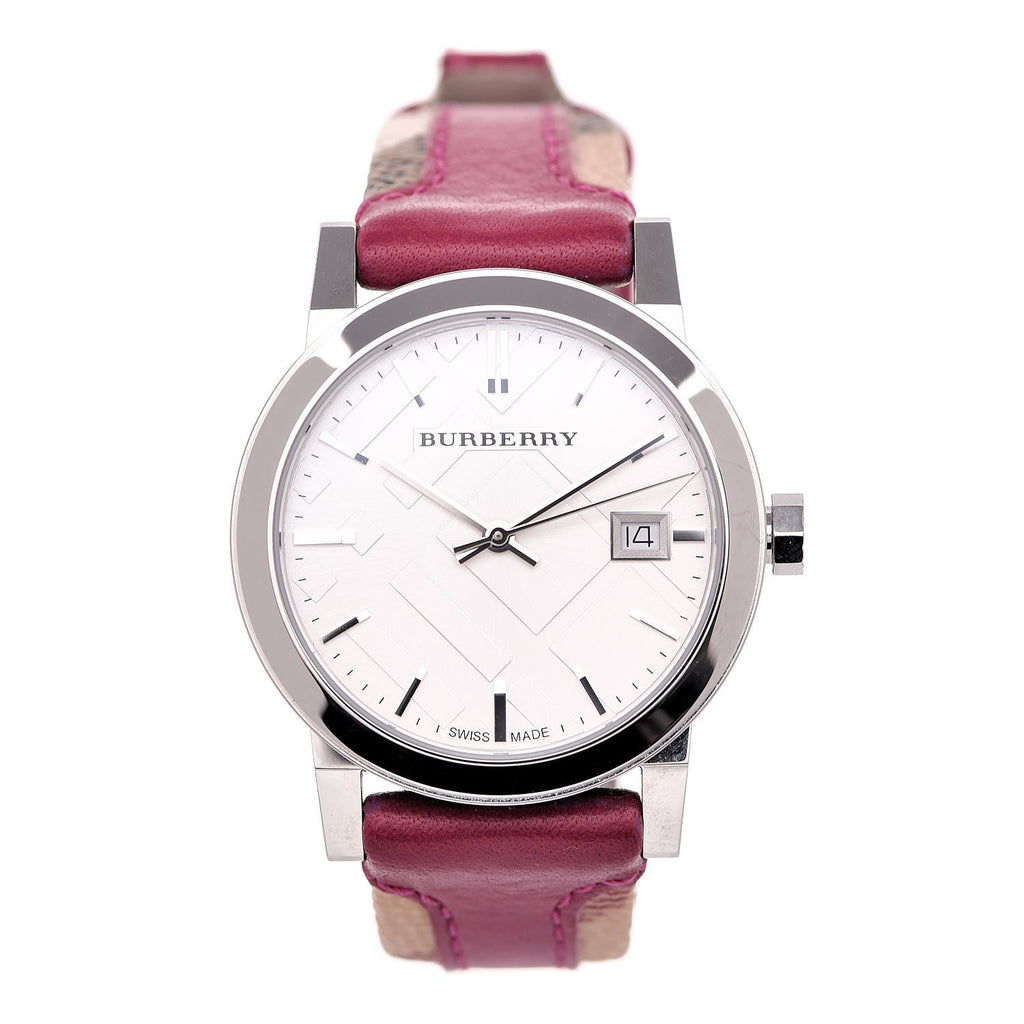 Burberry The City White Dial Haymarket Pink Leather Strap Watch for Women - BU9149 Secundaire afbeelding