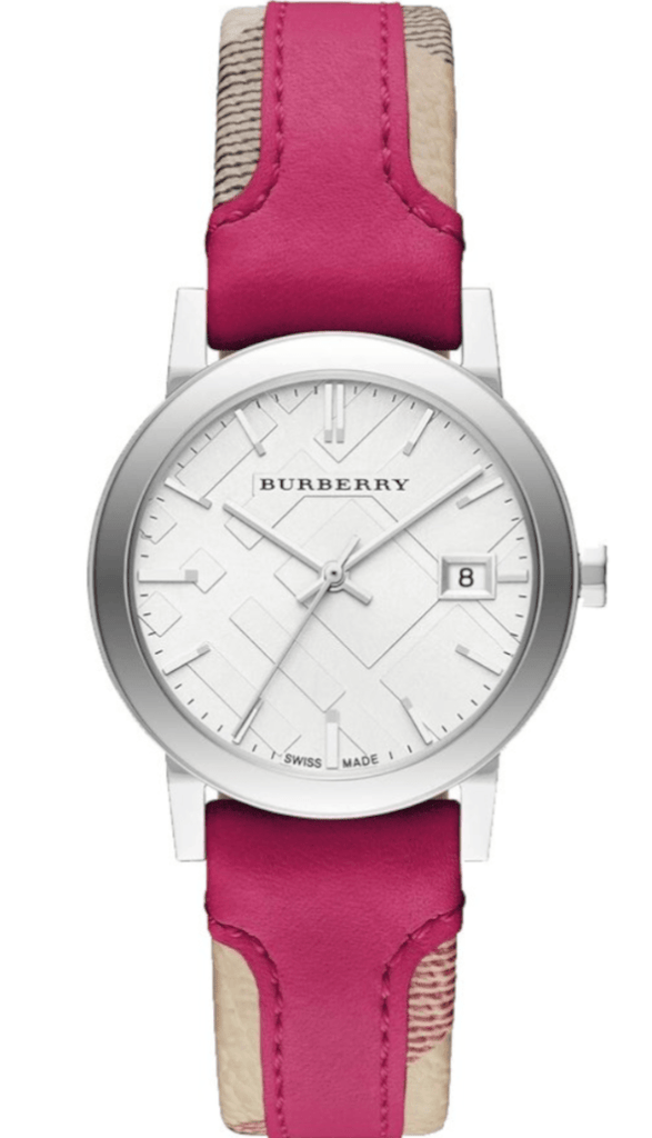 Burberry The City White Dial Haymarket Pink Leather Strap Watch for Women - BU9149 Hoofdafbeelding
