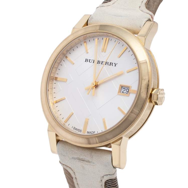 Burberry The City White Leather Band Women's Watch BU9015