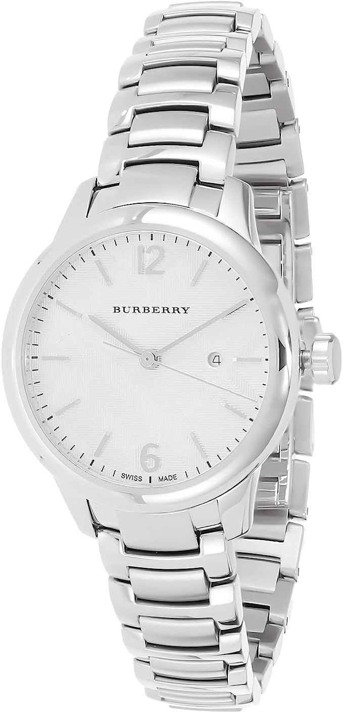 Burberry The Classic Beige Textured Dial White Dial Silver Stainless Steel Women's Watch Watch BU10108 Hoofdafbeelding