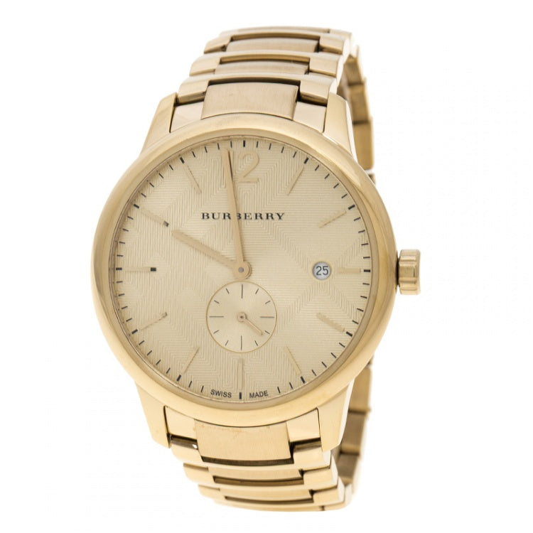 Burberry The Classic Herenhorloge van roestvrij staal met gouden wijzerplaat BU10006 Hoofdafbeelding