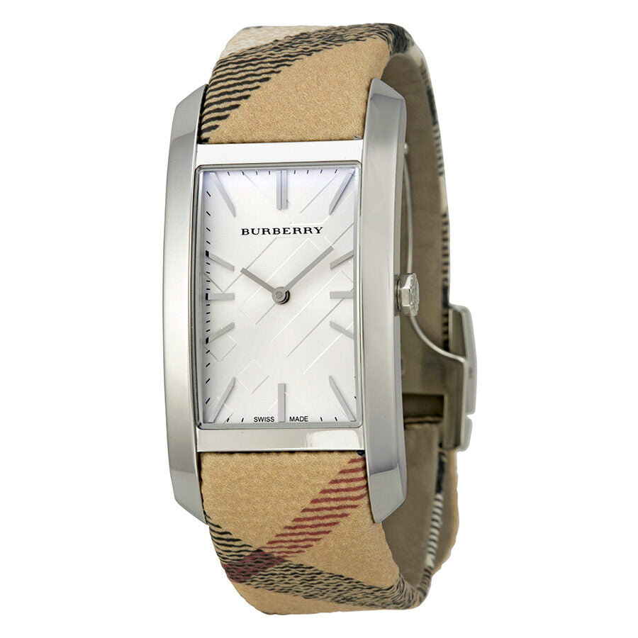 Burberry The Pioneer Silver Check-stamped Dial Haymarket Check Dameshorloge BU9406 Hoofdafbeelding