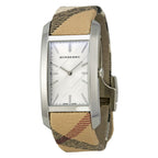 Burberry The Pioneer Silver Check-stamped Dial Haymarket Check Ladies Watch BU9406