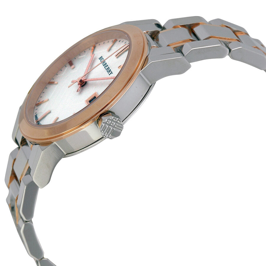 Burberry Two Tone Rose Gold Stainless Steel Bracelet Ladies Watch BU9105