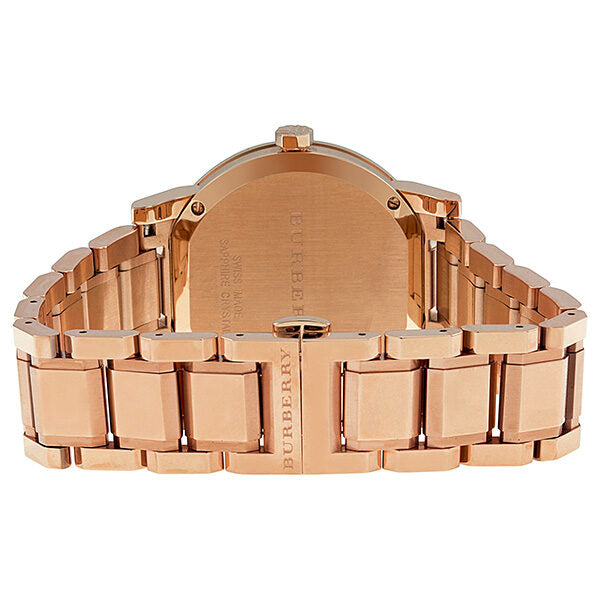 Burberry The City Check Stamped Silver White Dial Rose Gold Stainless Steel Unisex BU9004