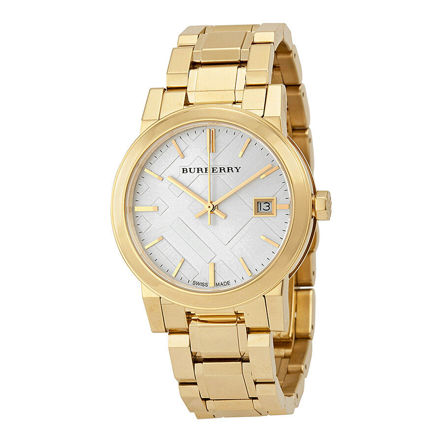 Burberry dameshorloge met witte wijzerplaat en goudkleurige accenten BU9103 Hoofdafbeelding