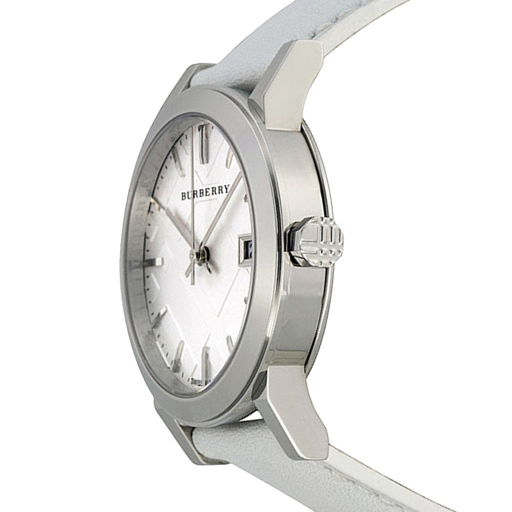 Burberry White Impressed Check Dial White Leather Strap Ladies Watch BU9128 Secondary image