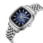Lee Cooper Modern Square Date Window Blue Dial Silver Watch - LC08306.390