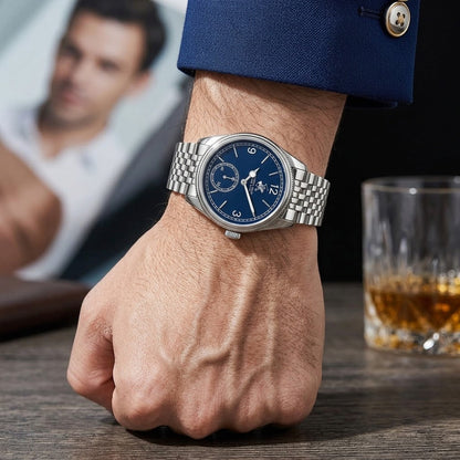 Beverly Hills Polo Club 39mm Blue Dial Silver-Tone Men's Watch BP3890X.390
