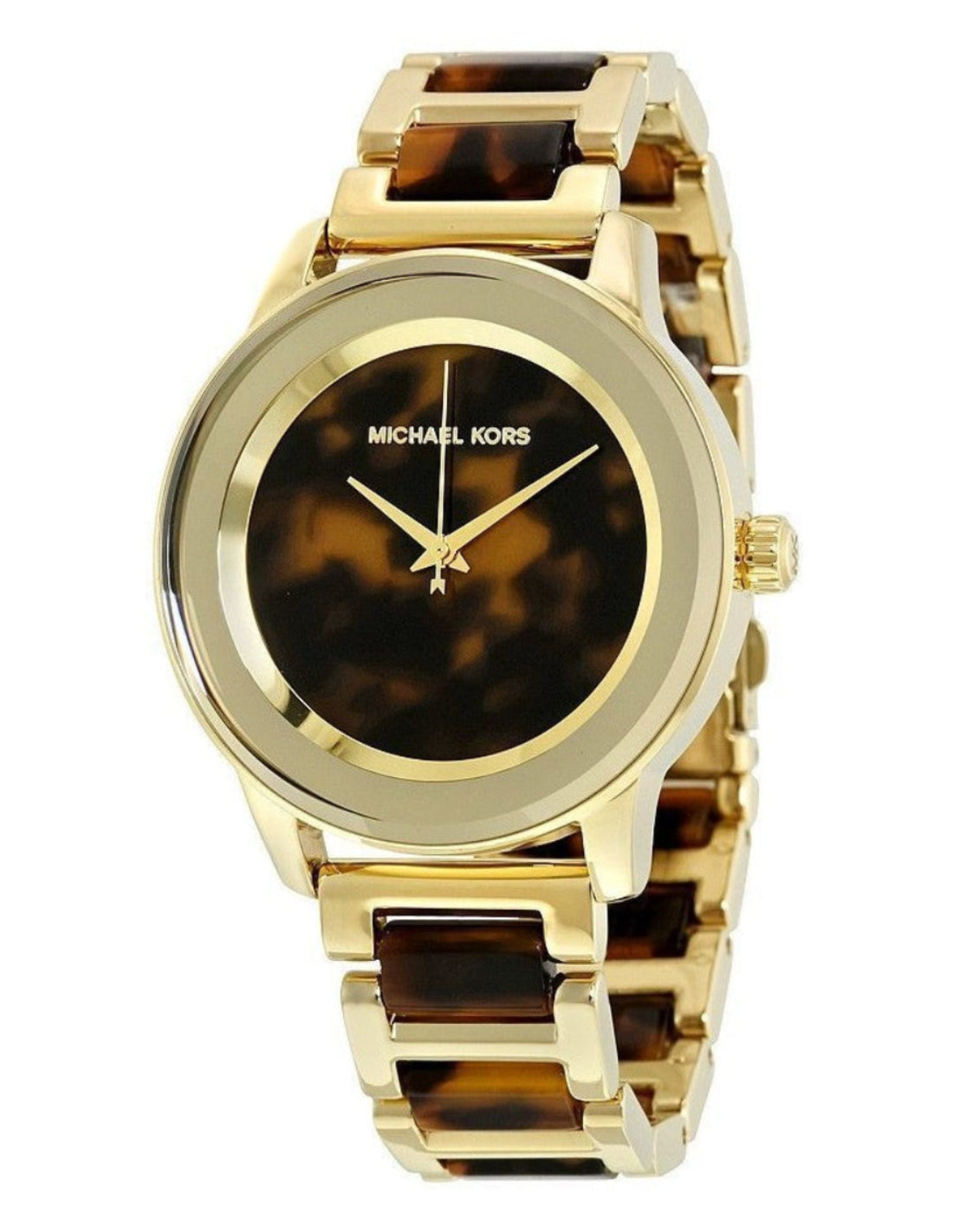 Michael Kors Kinley Gold and Tortoise Acetate Women's Watch - MK6353 Hoofdafbeelding