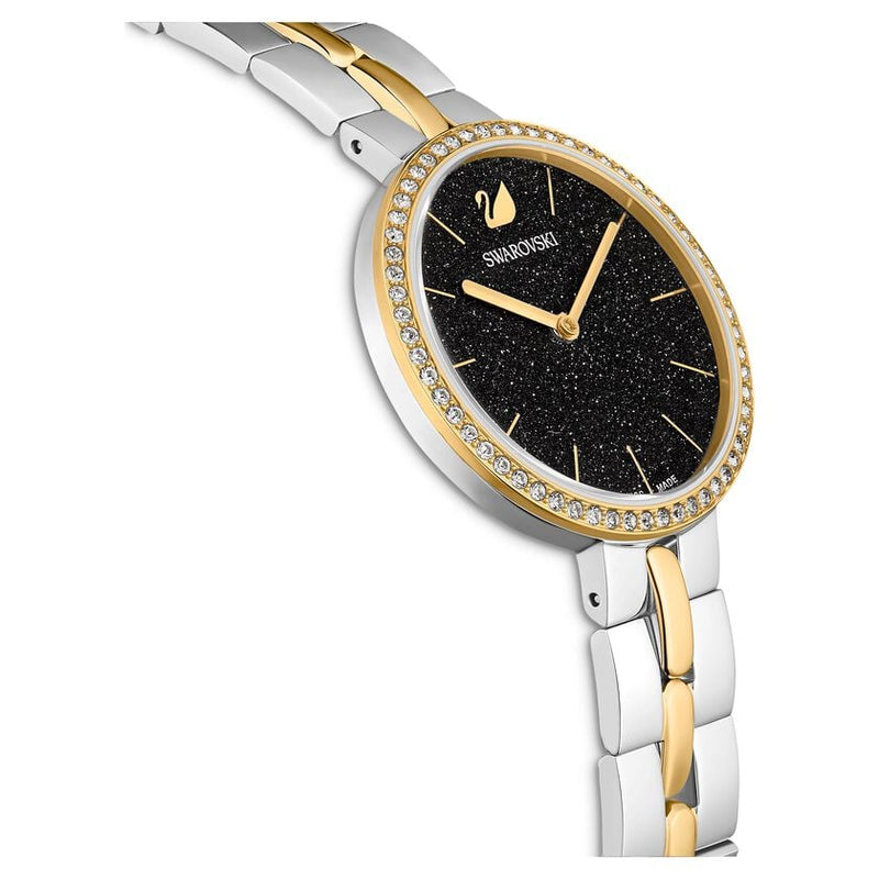 Swarovski Cosmopolitan Crystal Index Black Dial Gold Tone Women's Watch 5644072