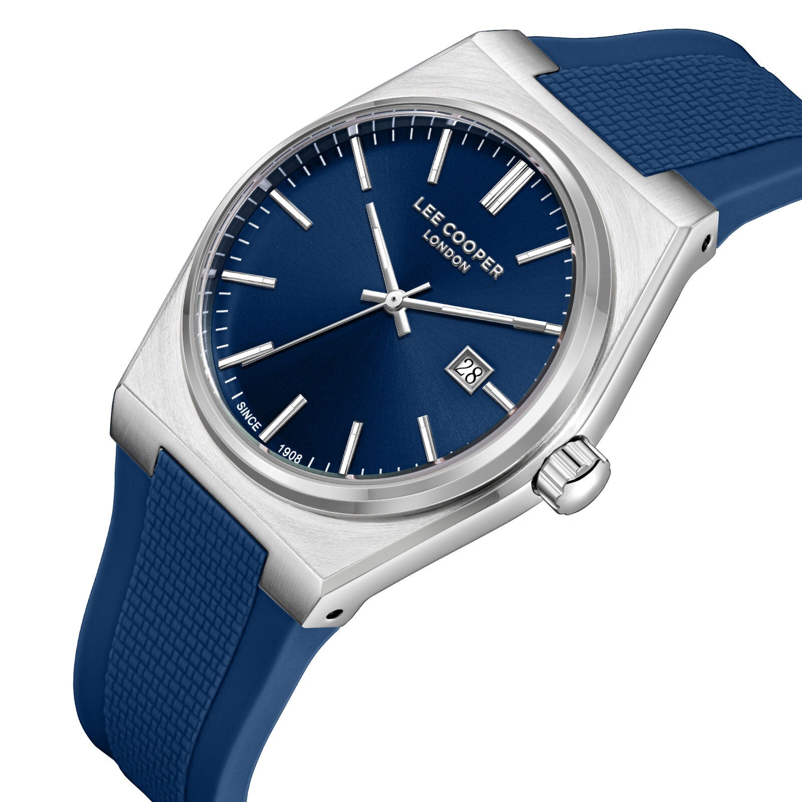 Lee Cooper Zane Date Window Blue Dial and Silicone Strap Silver Watch - LC08250.399 Secundaire afbeelding