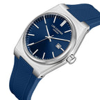 Lee Cooper Zane Date Window Blue Dial and Silicone Strap Silver Watch - LC08250.399