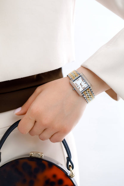 Michael Kors Emery 33mm White Dial Tri-Tone Crystal Women's Watch MK4744