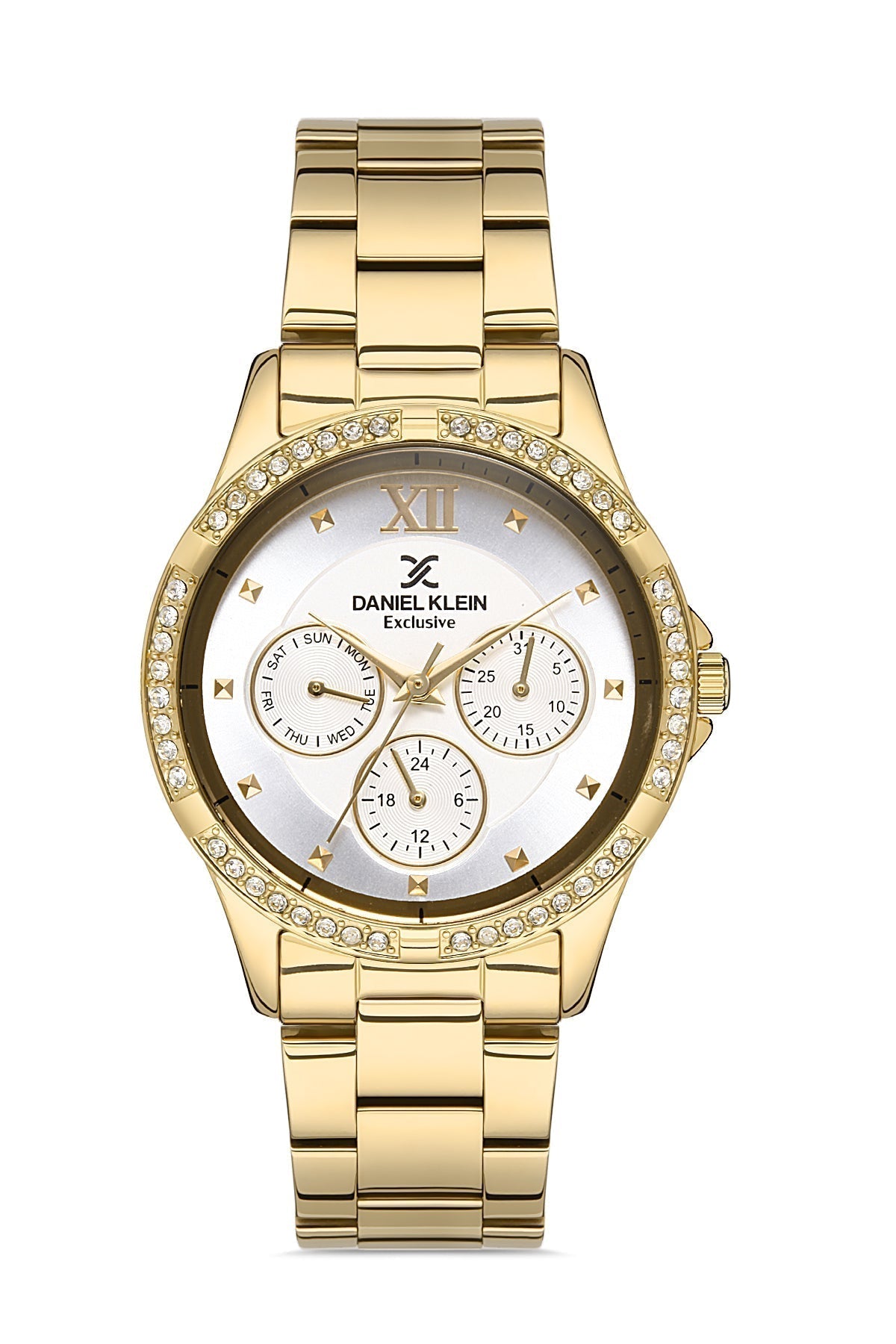 Daniel Klein Exclusive Multifunction Silver Dial Gold Watch - DK.1.12915-2 Main image