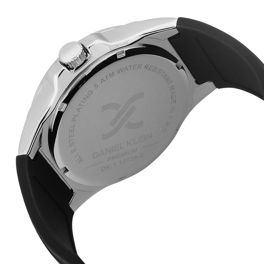 Daniel Klein Premium Date Window Black Dial and Silicone Strap Silver Watch - DK.1.13734-1