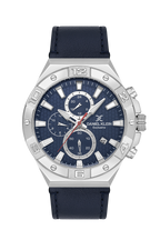 Daniel Klein Exclusive Chronograph Blue Dial and Genuine Leather Silver Watch - DK.1.13744-2