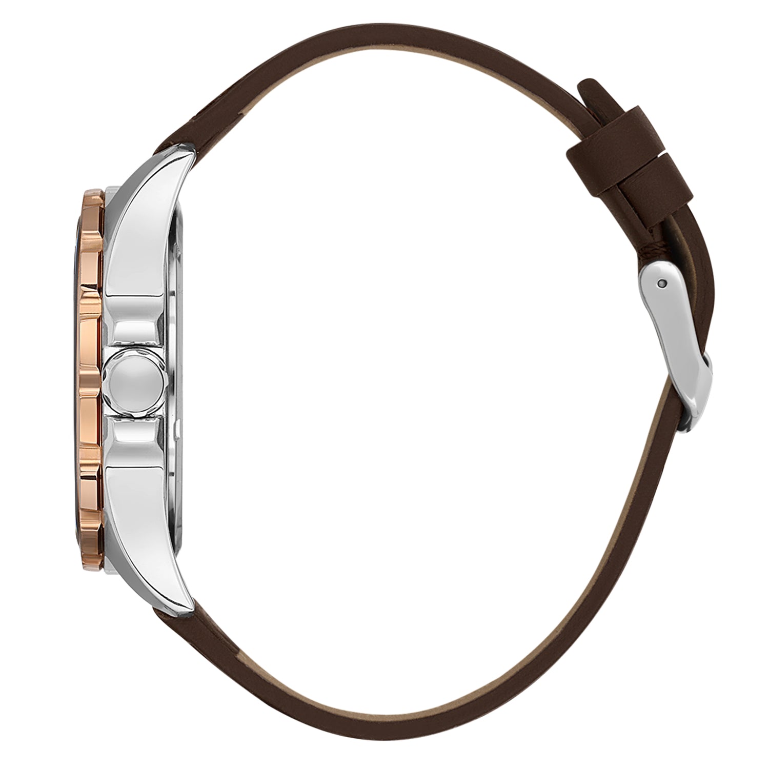 Daniel Klein Premium Date Window Grey Dial Brown Genuine Leather Strap Two Tone Watch - DK.1.13653-3 Secondary image