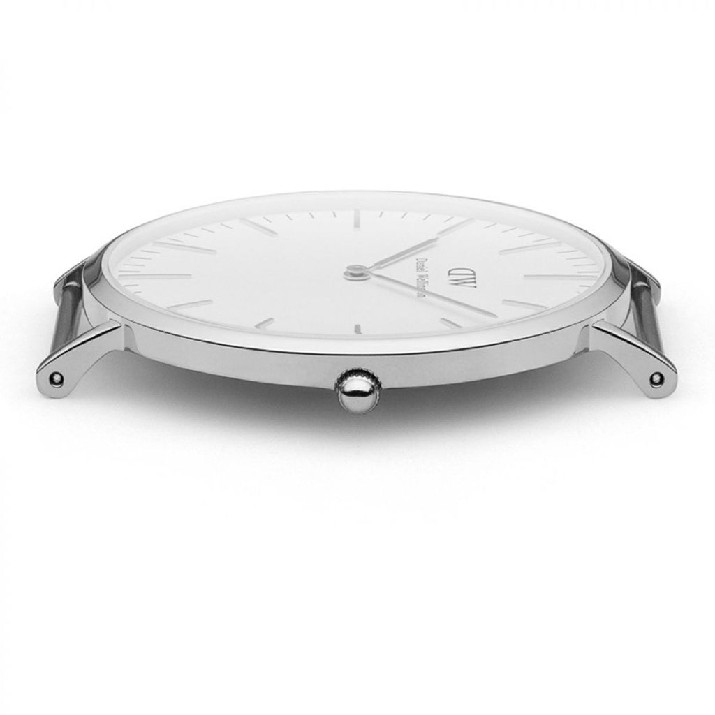 Daniel Wellington Bristol 40mm White Dial Brown Genuine Leather Men's Watch - DW00100023