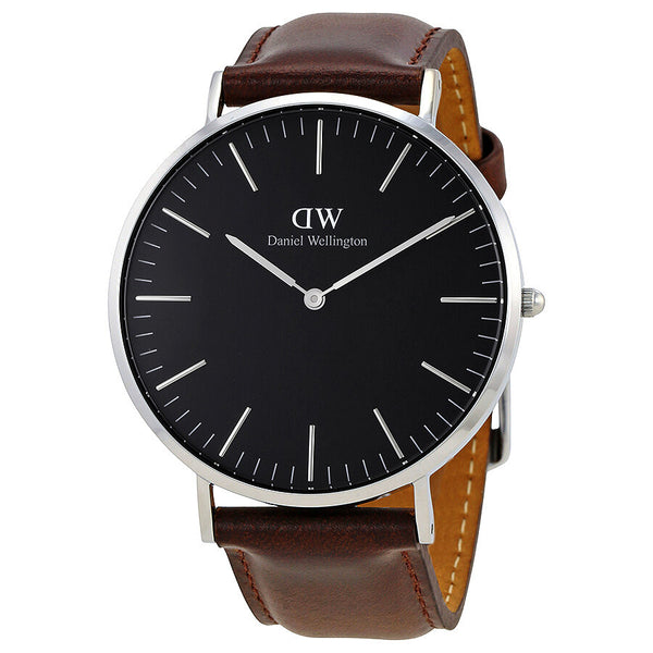 Daniel Wellington Bristol 40mm Black Dial Brown Genuine Leather Men's Watch - DW00100131 Hoofdafbeelding