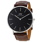 Daniel Wellington Bristol 40mm Black Dial Brown Genuine Leather Men's Watch - DW00100131