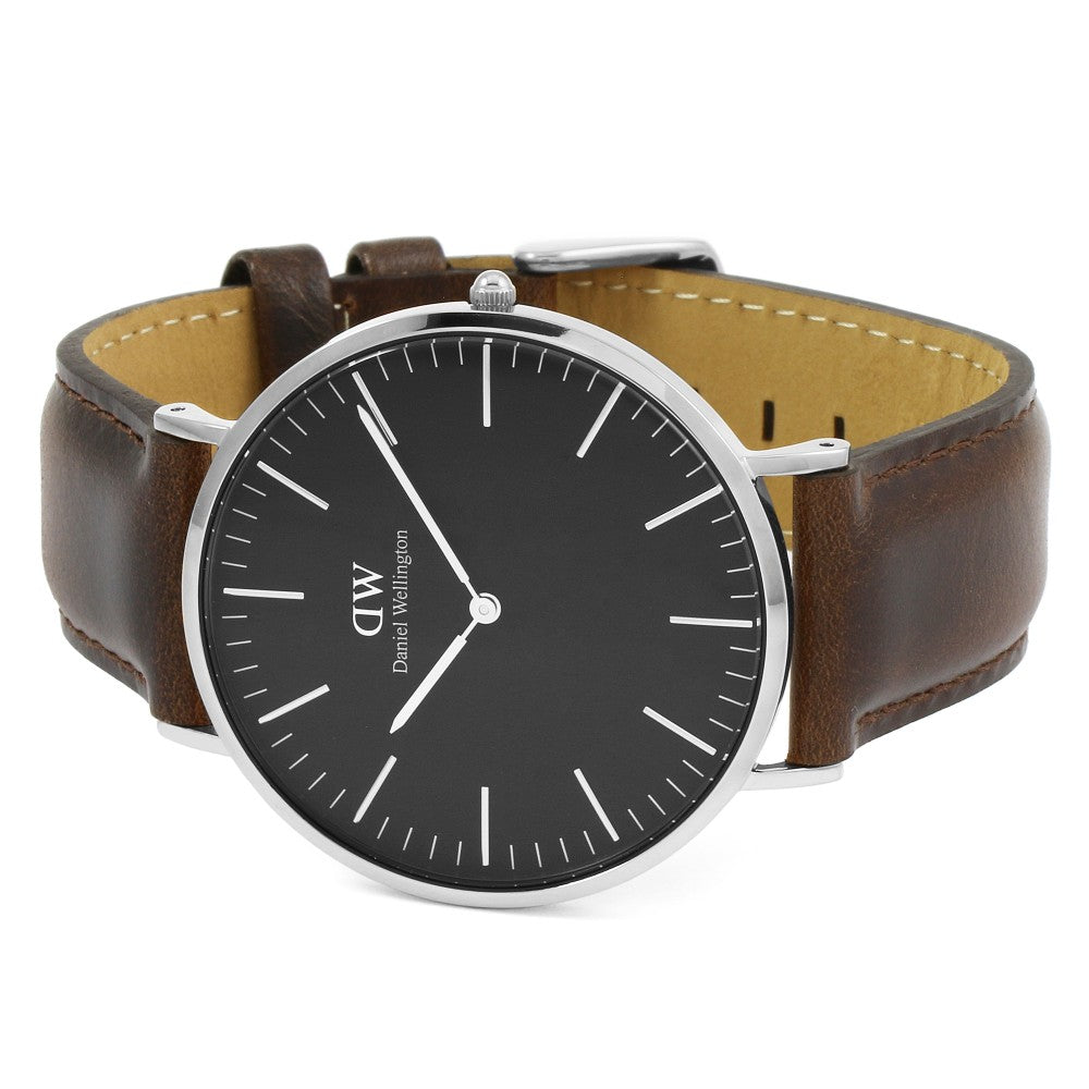 Daniel Wellington Bristol 40mm Black Dial Brown Genuine Leather Men's Watch - DW00100131 Secundaire afbeelding
