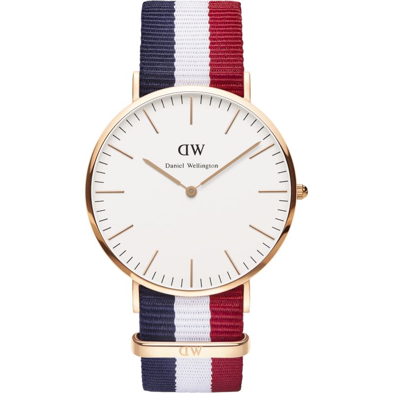 Daniel Wellington Cambridge 40mm White Dial Tricolour Strap Men's Gold Watch - DW00100003 Main image