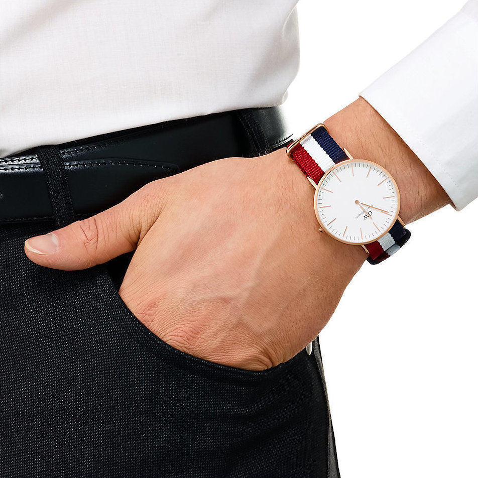 Daniel Wellington Cambridge 40mm White Dial Tricolour Strap Men's Gold Watch - DW00100003 Secondary image