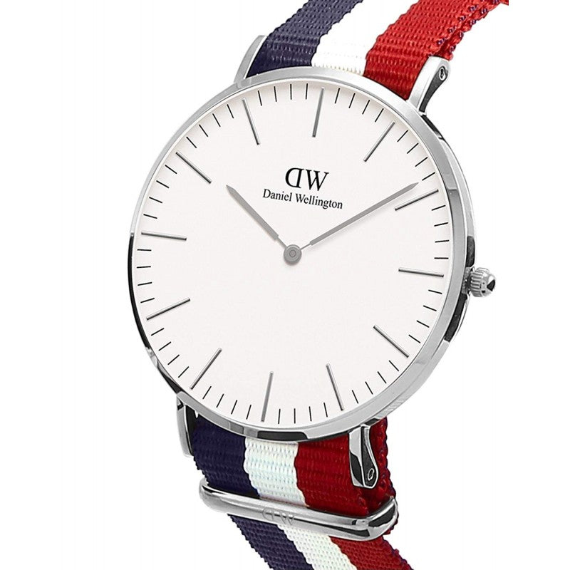 Daniel Wellington Cambridge 40mm White Dial Tricolour Strap Men's Silver Watch - DW00100017 Secondary image