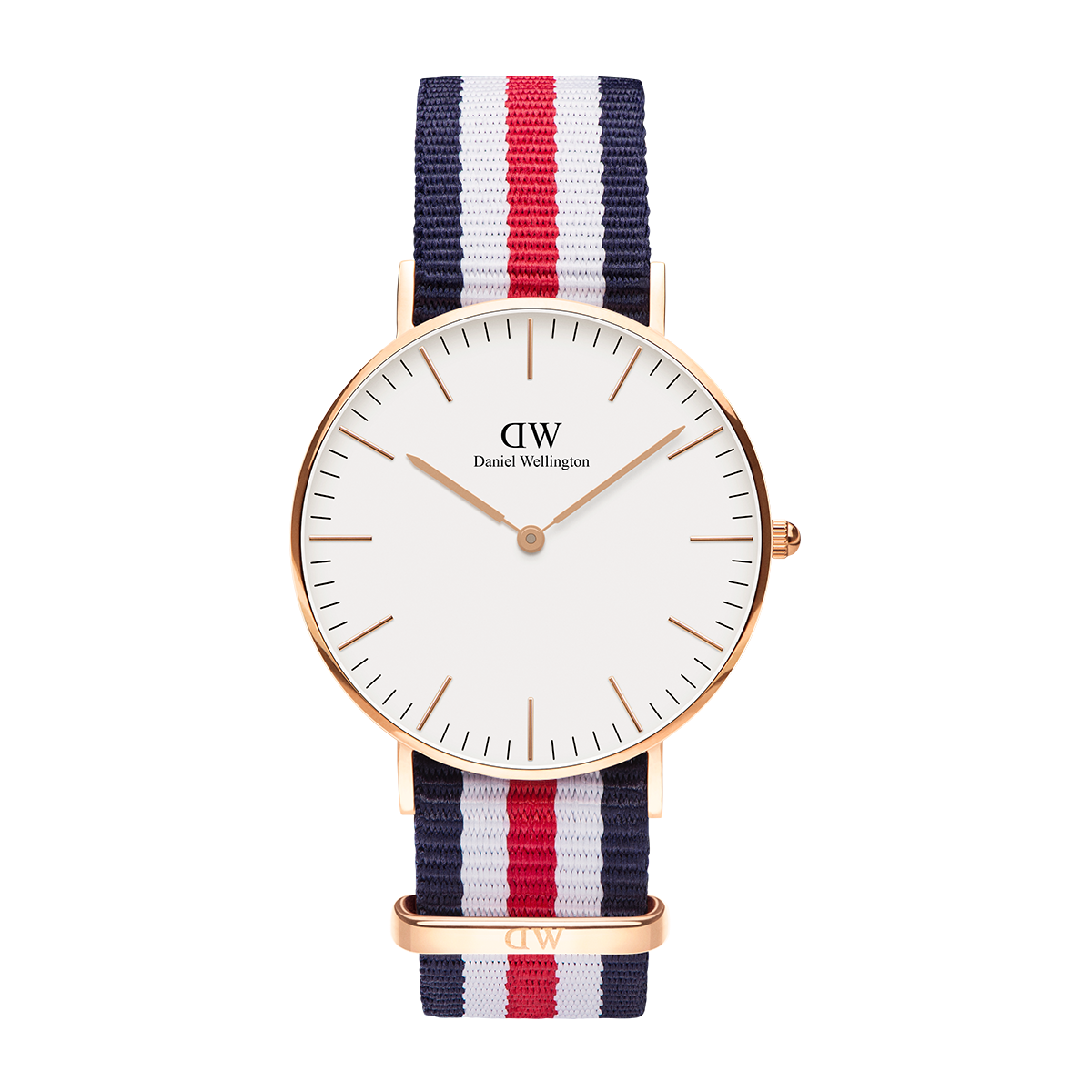 Daniel Wellington Canterbury 36mm White Dail Tricolour Nato Strap Gold Watch - DW00100030 Hoofdafbeelding