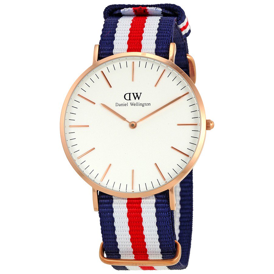 Daniel Wellington Canterbury 40mm White Dial Tricolour Nato Strap Men's Gold Watch - DW00100002 Main image