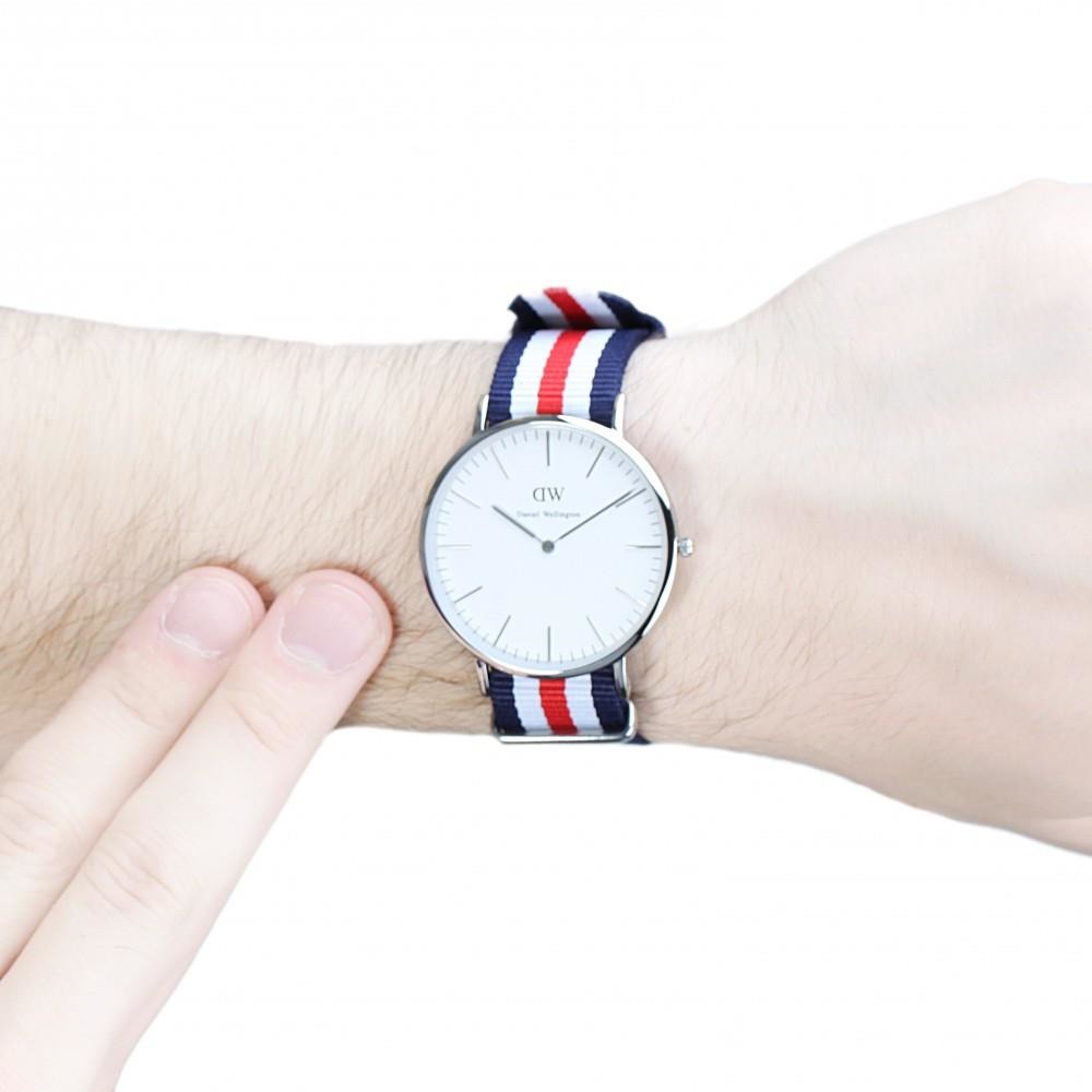 Daniel Wellington Canterbury 40mm White Dial Tricolour Nato Strap Men's Silver Watch - DW00100016 Main image
