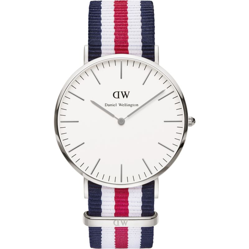 Daniel Wellington Canterbury 40mm White Dial Tricolour Nato Strap Men's Silver Watch - DW00100016 Secondary image