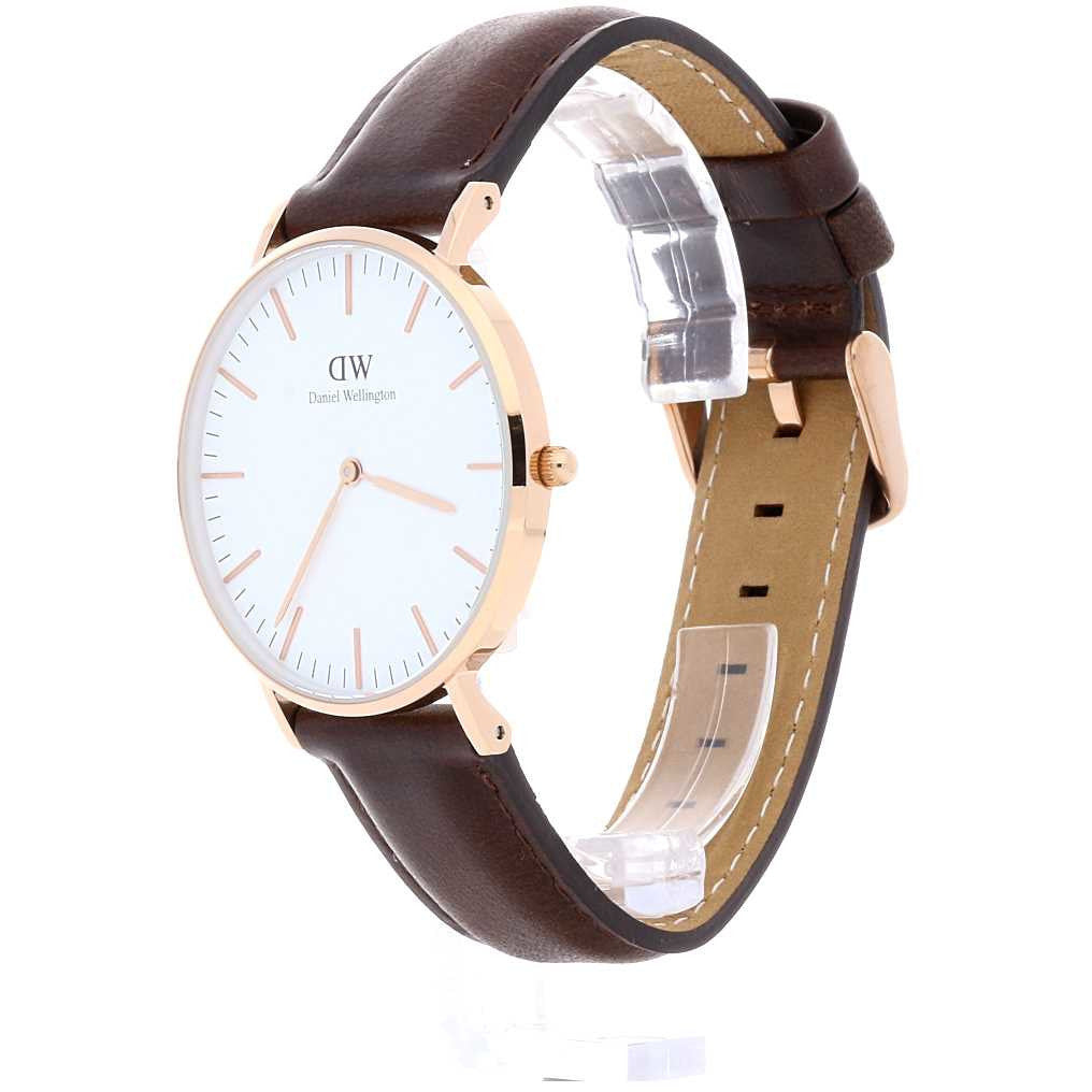 Daniel Wellington Classic Bristol 36mm White Dial Dark Brown Genuine Leather Gold Watch - DW00100039 Secundaire afbeelding