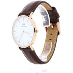 Daniel Wellington Classic Bristol 36mm White Dial Dark Brown Genuine Leather Gold Watch - DW00100039
